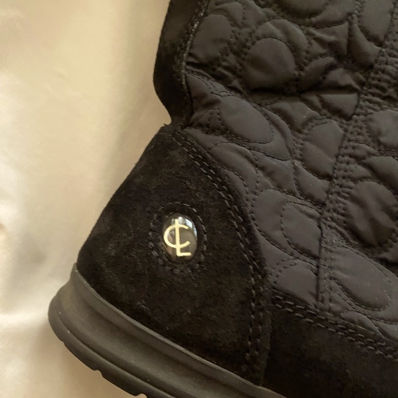 Coach Talen Black Suede Boot With Quilted Logo and Trimmed with Fur Size 6M - Picture 3 of 10